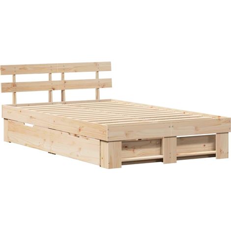 Estructura de cama Marrón 140 x 190 cm Madera de pino macizo vidaXL (1/5)