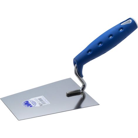 Jung Products Tiroler 22616001 - Cazzuola per muratura, collo a S, 160 mm (lunghezza 160 mm, peso 290 g, materiale acciaio al carbonio, collo a S, manico morbido, colore: blu)