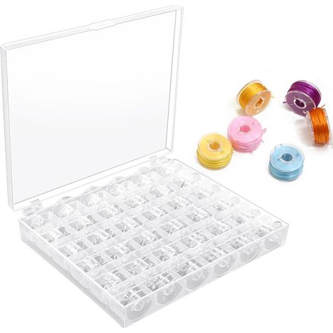 36pcs Canette Machine A Coudre Singer, Accessoires Couture, Canettes De Couture, Canettes De Machine À Coudre Transparentes avec Boîte De Rangement, Bobines Universelles en Plastique De Haute Qualité (1/5)