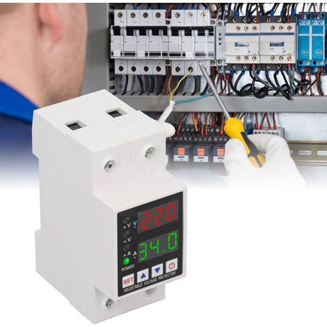 Einstellbarer intelligenter Über-/Unterspannungsschutz (230 V AC) mit automatischer Rückstellung, dualer digitaler Spannungs-/Stromanzeige, Strombegrenzungstimer, automatischem Rückstellschalter, 40 A (1/5)
