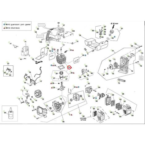 Kit : piston cylindrique débroussailleuse ORIGINAL ACTIVE 5.5 tarière tdu155 24475