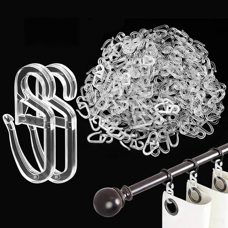 130 Pieces Curtain Hook with 6mm Grommets Roller Curtain Clips Transparent Curtain Hooks for Rails and Rails Curtain Rods, Accessories for Curtain, for Bedroom and B Room (1/5)