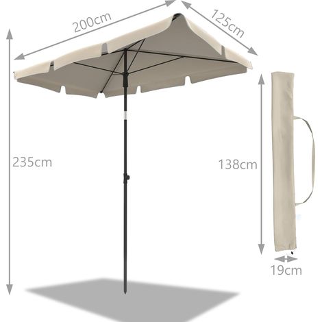 Parasol inclinable rectangulaire 200 x 120 cm – Protection UV, hauteur 2,45 m, toile polyester, pliable, housse de protection incluse, beige – Ombre réglable pour terrasse (1/5)