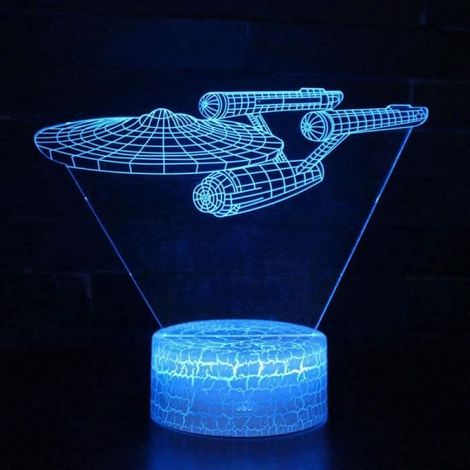 Veilleuses Vaisseau spatial 3D Lampe à LED avec télécommande, 7 couleurs tactile à intensité variable, cadeau lampe nuit pour (1/4)