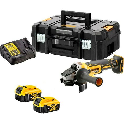 DeWalt DCG405P2 Cordless 18V XR 125mm Brushless Angle Grinder Set with 2x5.0Ah Batteries (1/3)