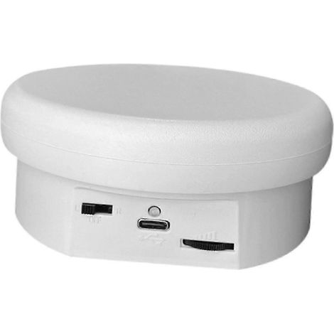 Motorisierte elektrische Drehtellerplattform, 360 Grad drehbar, Mehrzweck-Automatik-Verkaufsfläche mit USB-Kabel für Supermärkte-12cm White (1/5)