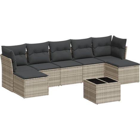 Maison Exclusive - 8-tlg. Garten-Sofagarnitur mit Kissen Hellgrau