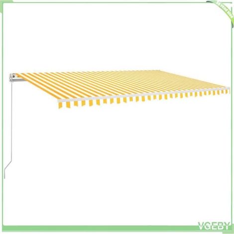 Auvent manuel rétractable - FAFEICY - 3068938 - 500x300 cm - Jaune et blanc - Cadre aluminium anti-rouille (1/5)