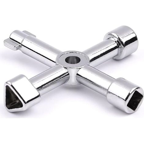 Clé Multifonction - 4 Voies Croix - Alliage De Zinc - Pour Vannes Eau Gaz Électricité Armoires - 7,2 x 7,2 x 1,3 cm - 1 Pièce (1/5)