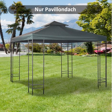 Tetto di ricambio per gazebo 3x3 m, doppio tetto, 8 occhielli, 8 fascette, poliestere grigio (1/5)
