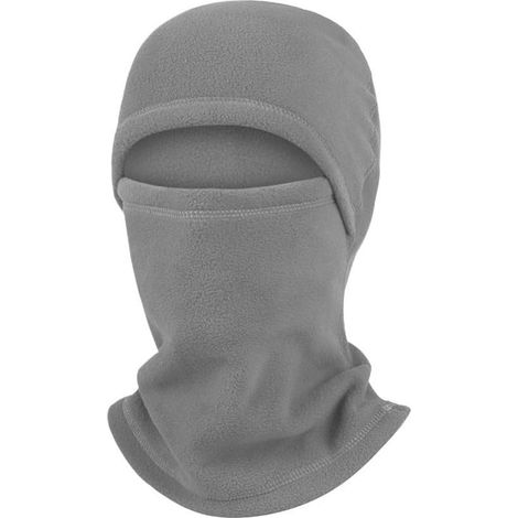 Full fleece balaclava for skiing, cycling, running, windproof, neck warmer, scarf, shawl, hood for winter sports, black (light grey) (1/5)