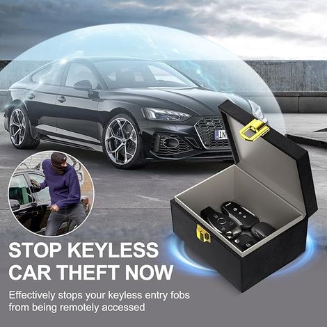 Anti RFID Car Key Box Set with RFID Case, RFID Signal Blocking Box Security Protection Key Remote Control Key Keyless Go Black (Black S) (1/4)