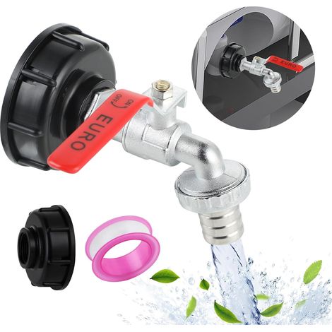 Robinet Cuve 1000L ibc connecteur accessoires S60X6 robinet à sphère 3/4 pouce Bouchon adaptateur IBC adapté recuperateur d eau de pluie pour d'adaptateur de cuve (1/5)