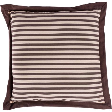 HOMESCAPES Chocolate and Beige Striped Seat Pad
