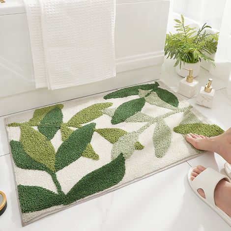 Tapis de bain doux et absorbant - Microfibre flockée - Antidérapant - Lavable - Idéal pour douche et baignoire