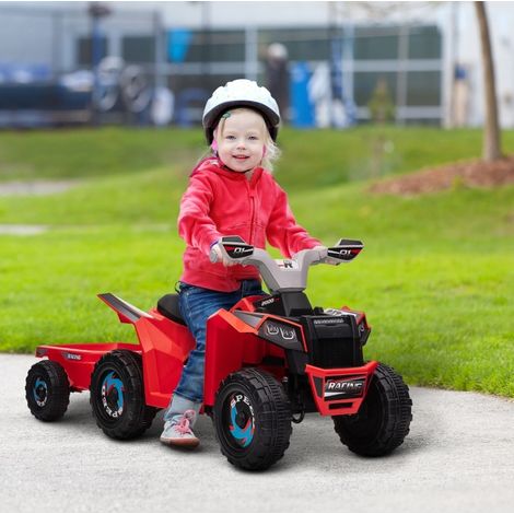Quad eléctrico infantil con remolque, 2,5 km/h, 50 min, 1,5 a 3 años, rojo HAVRYA (1/5)