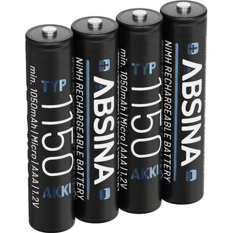 Absina Batteria ricaricabile Ministilo (AAA) NiMH 1.2 V 4 pz.
