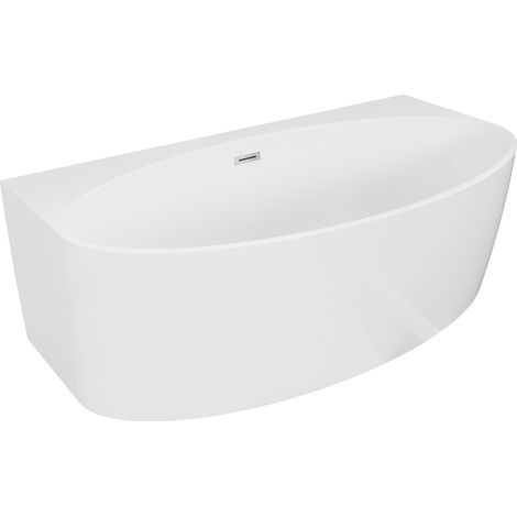 Mexen Bruna vasca da bagno autoportante ad incasso 170 x 88 cm, bianco lucido, troppopieno cromato - 52731708800-01 (1/3)
