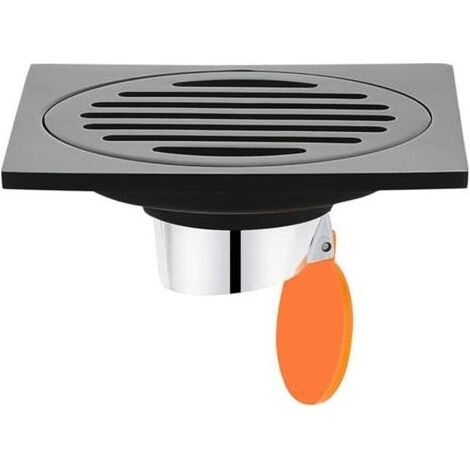 Drain de Douche Carré en Acier Inoxydable Drain de Plancher Anti-Odeur pour Salle de Bain, Carré 100 mm, Noir (1/4)