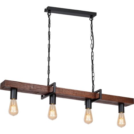 Suspension loft Luminex Hard 4xE27 métal bois 103cm