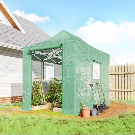 Foliengewächshaus faltbar mit Rolltüren 295x200x270 cm OKMYHOME (1/3)