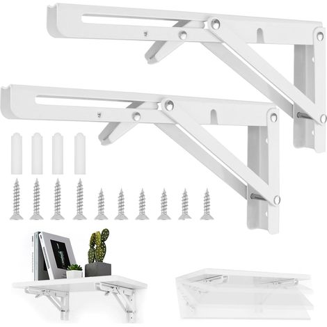 Set mit 2 robusten Klapphalterungen – 25 x 11,5 cm – Tragkraft 35 kg – Edelstahl – Für den Einsatz zu Hause und im Büro – Wandmontage (1/5)