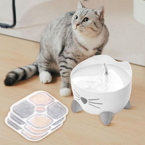 Filtre Fontaine Eau Chat, Lot de 16 Filtre de Rechange pour Fontaine à Eau Filtre Triple Système de Filtration avec Tuyau de 4 Fontaines Compatible avec les fontaines à eau pour Animaux (12.5×12.5cm) (1/4)