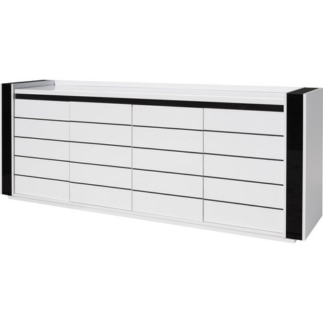 Buffet LINA bianco e nero con LED – 220 x 87 x 50 cm