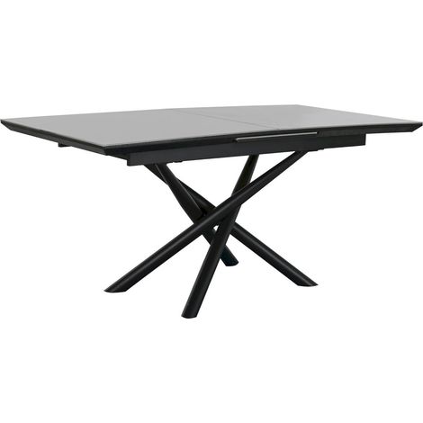 Table de salle à manger moderne en céramique et métal gris - Gris anthracite et noir profond (1/5)