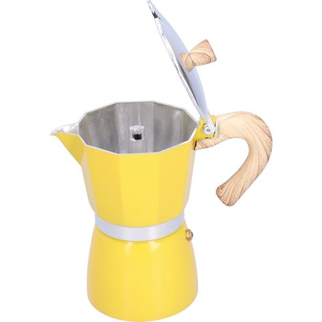 300-ml-Kaffeekanne, Moka-Kanne, Wasserkocher für Gasherd, Ethanolherd, Elektrothermischer Ofen, Gelb (1/5)