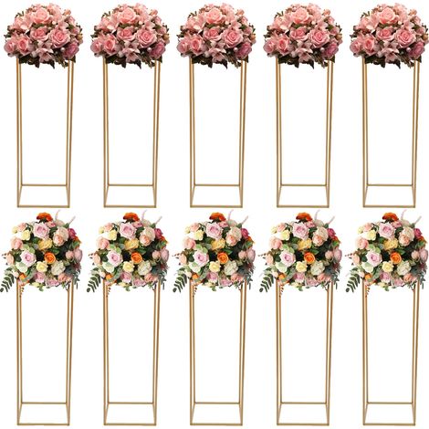 Blumenständer-Set, 10-teiliges Metall-Mittelstück, elegantes Design, Gold (1/2)