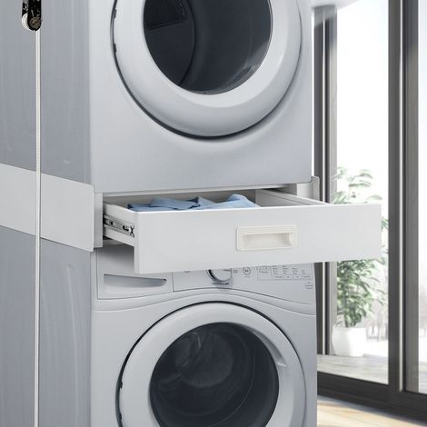 Kit de unión Buxton para lavadoras y secadoras con cajón 8x60x60cm - Blanco [en.casa] (1/5)