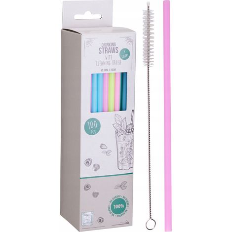Cannucce di plastica riutilizzabili, colorate, set da 100 pezzi