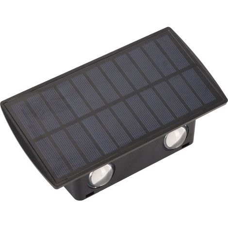 Lampes solaires d'extérieur étanches IP67, 4 LED, éclairage indirect vers le haut et vers le bas, pour jardin, terrasse, escalier ou porche. Lumière chaude. (1/5)