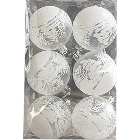 6-teiliges Set Weihnachtskugeln mit Schneelandschaft, bruchsichere, transparente Acrylkugeln zum Aufhängen