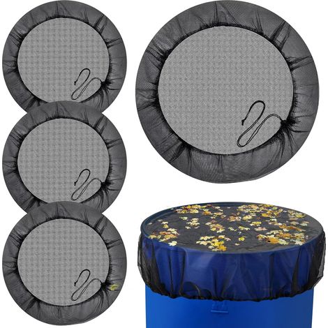 Lot de 4 filets de citerne de pluie - Couvercle réglable - Diamètre : 95 cm - Avec cordon - Protection contre les moustiques et les intempéries (1/5)