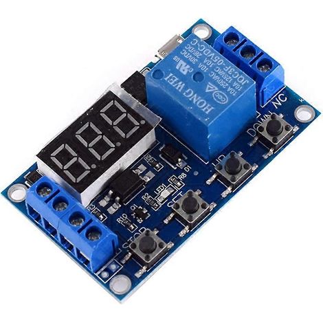 Alimentation CC 6-30 V, port micro-USB 5 V, affichage LED, minuterie de temporisation, interrupteur d'arrêt, relais temporisé 6 V, 9 V, 12 V, 24 V (1/5)