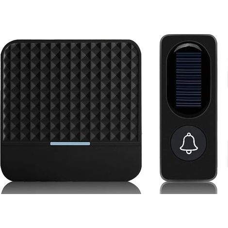 CCYKXA Solar Doorbell Wireless IP65 Waterproof 300M Solar Doorbell Chime Kit Charging Outdoor Doorbells-EU Plug