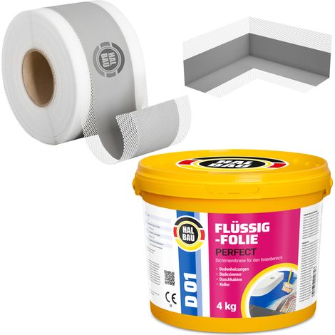 HALBAU Dichtset für Duschabdichtung Bad Abdichtung Dichtband Flüssigfolie 4kg H05 (1/5)
