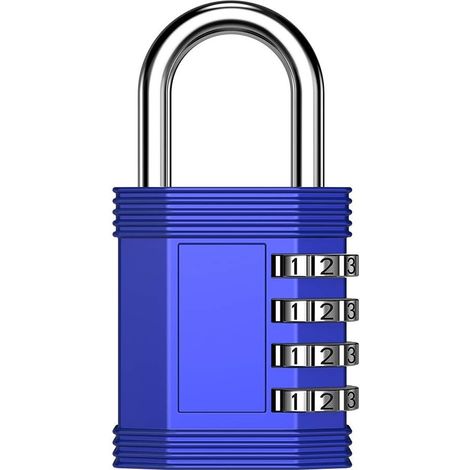 Cadenas à combinaison, cadenas étanche à 4 chiffres pour une utilisation extérieure, idéal pour les tiroirs de gymnases scolaires, etc. (Bleu) (1/5)