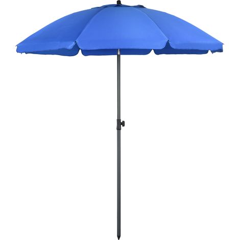 Sonnenschirm 1,8 x 2 m, neigbar um 45°, 8 Streben, aus Polyester und Stahl, blau