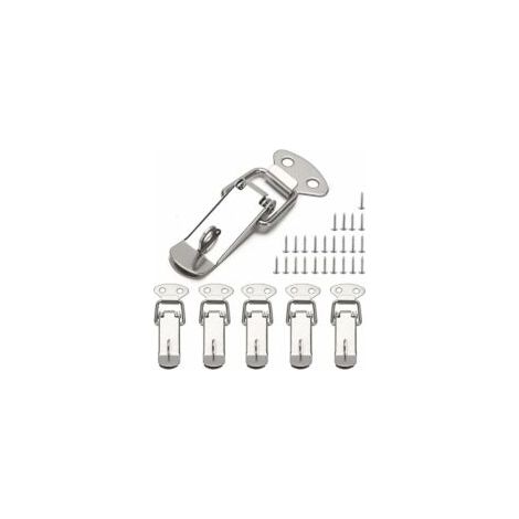 6-teiliges Hebelverschluss-Set, federbelasteter Verschluss, 72-mm-Kippverschluss mit Haken, für Kisten, Schubladen, Schränke, Werkzeugkästen, mit 24 Schrauben
