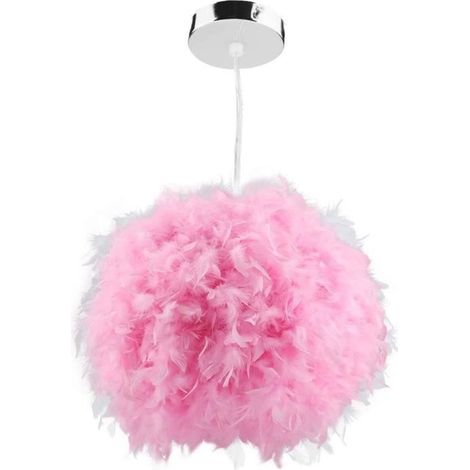 Lustre en plumes - E27 - 30 cm - Rose - Métal - Design contemporain (1/4)