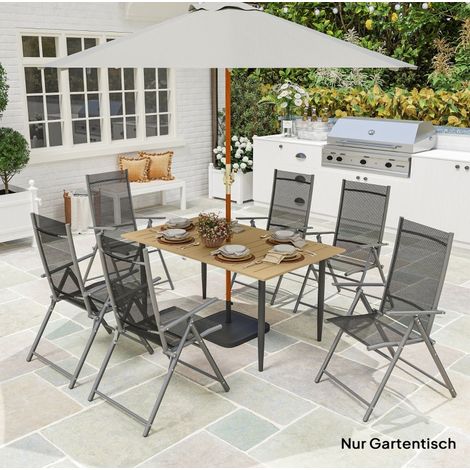 Gartentisch 150 x 90 cm mit Schirmloch, Stahl, braun OKMYHOME (1/5)