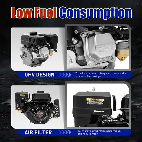 Moteur à essence 7,5 CV avec démarreur électronique, moteur kart à 4 temps avec refroidissement à air, démarrage électrique Pull Start pour karts, compresseurs, fraiseuses de tranchée, générateurs (1/5)