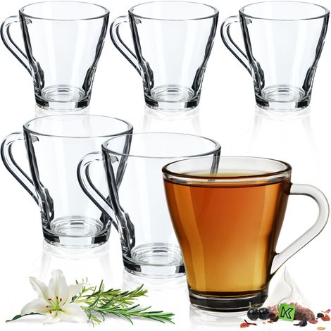 KADAX 6x Tee- und Kaffeegläser, 250 ml, Getränkegläser-Set mit Henkel