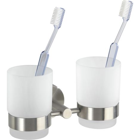 Bicchiere portaspazzolini con supporto Duo Bosio satinato WENKO