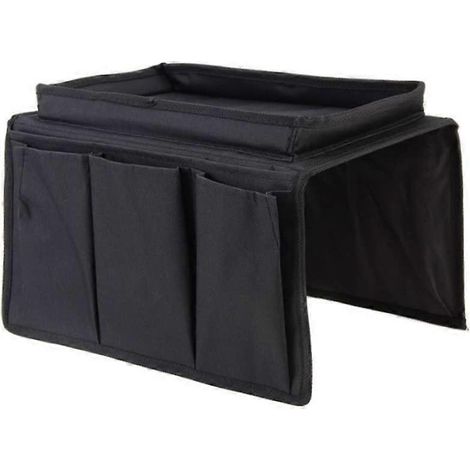 Sac de rangement pour accoudoir de canapé avec poche de rangement suspendue convient pour ranger télécommandes, téléphones portables, livres et magazines noir, 1 pièce par paquet. (1/5)