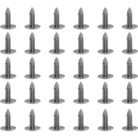 30 vis de fixation en plastique gris à bride pour pare-chocs d'aile, pour trou de 6 mm x 6,7 mm (1/5)
