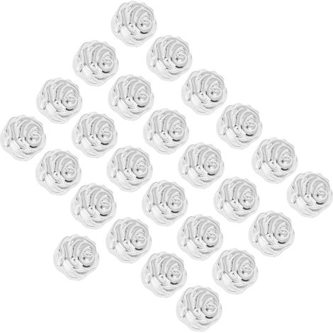 25 künstliche Blumen DIY Mini-Rosenblütenköpfe aus Kunststoffharz für Bastelarbeiten, Partydekoration, Geschenk (Reinweiß) (1/5)
